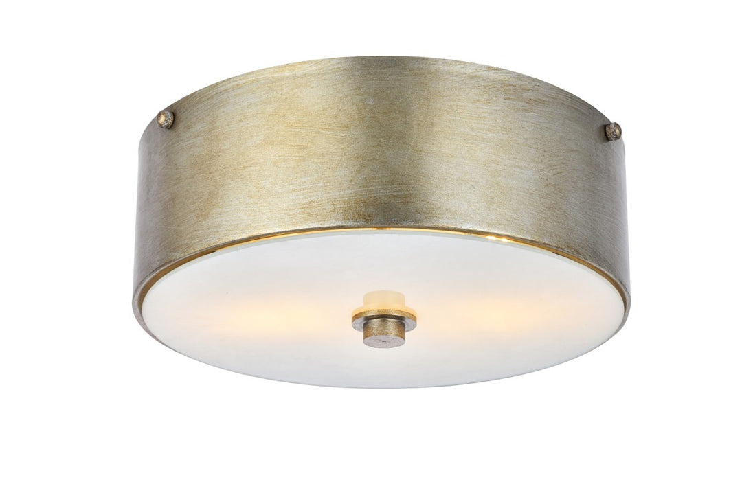 Elegant Lighting - LD6023 - Two light Flush Mount - Hazen - Vintage Silver and white