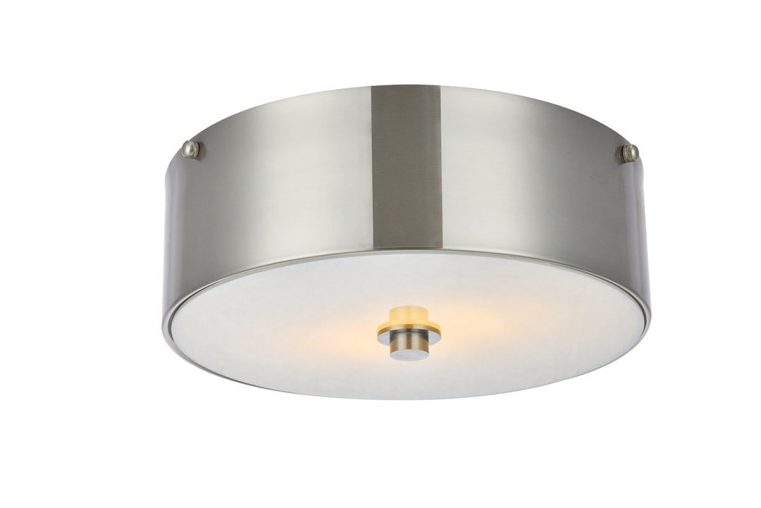 Elegant Lighting - LD6025 - Two light Flush Mount - Hazen - Burnished Nickel and white