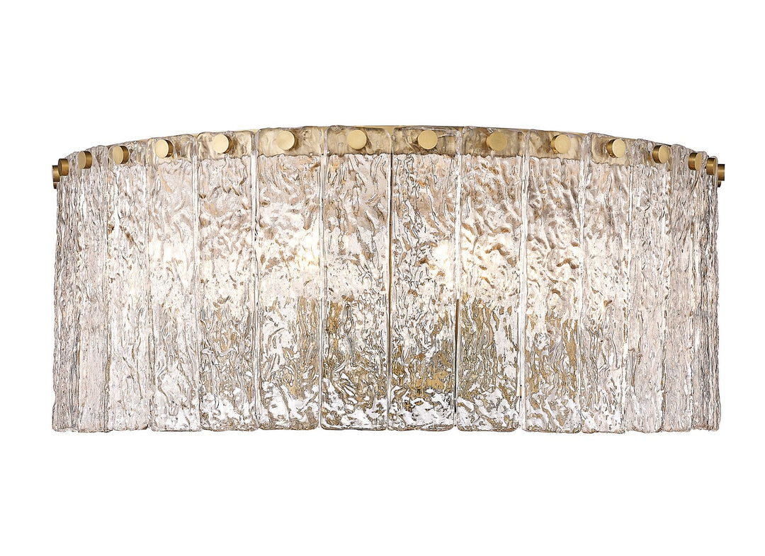 Glacier Eight Light Flush Mount in Modern Gold - available from The Lighting Shoppe, trusted by Canadian homeowners