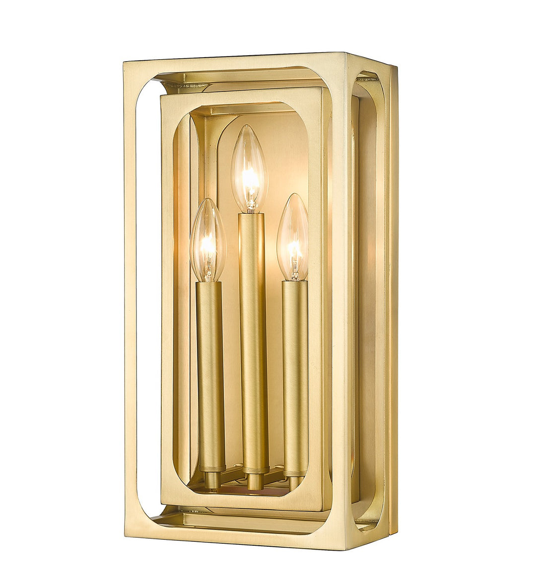 Easton Three Light Wall Sconce in Rubbed Brass - available from The Lighting Shoppe, trusted by Canadian homeowners