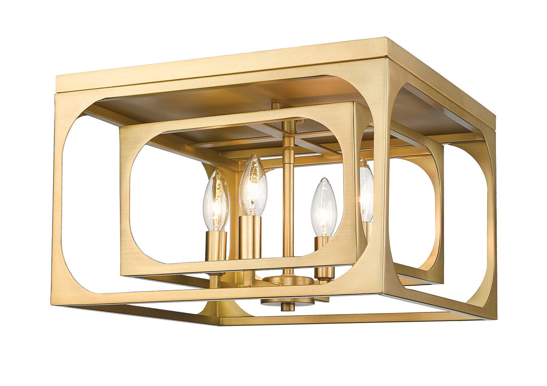 Easton Four Light Flush Mount in Rubbed Brass - available from The Lighting Shoppe, trusted by Canadian homeowners