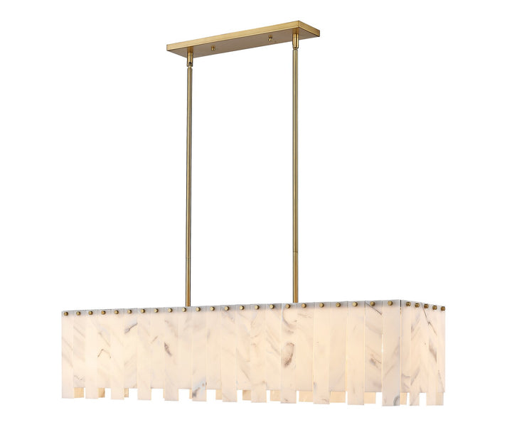 Viviana Seven Light Linear Chandelier in Rubbed Brass - available from The Lighting Shoppe, trusted by Canadian homeowners