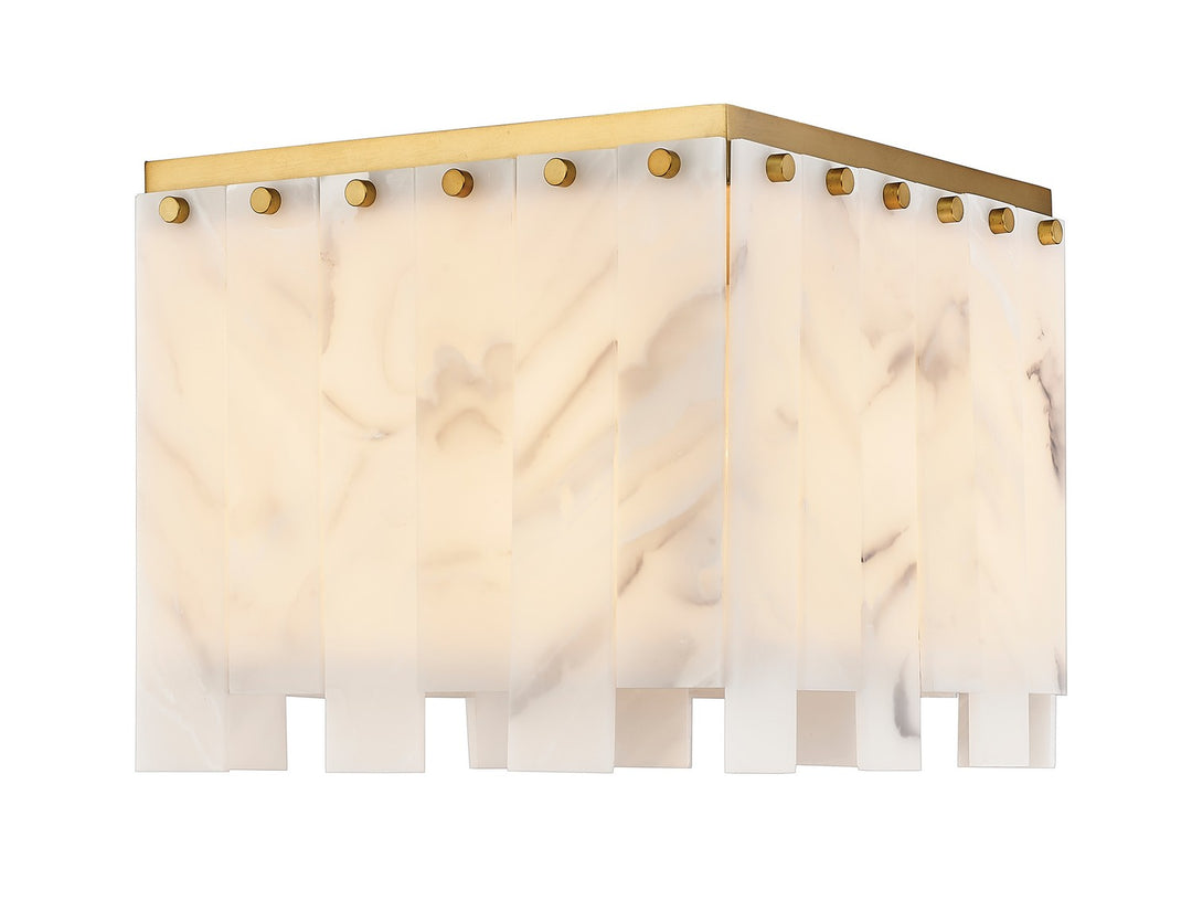 Viviana Four Light Flush Mount in Rubbed Brass - available from The Lighting Shoppe, trusted by Canadian homeowners