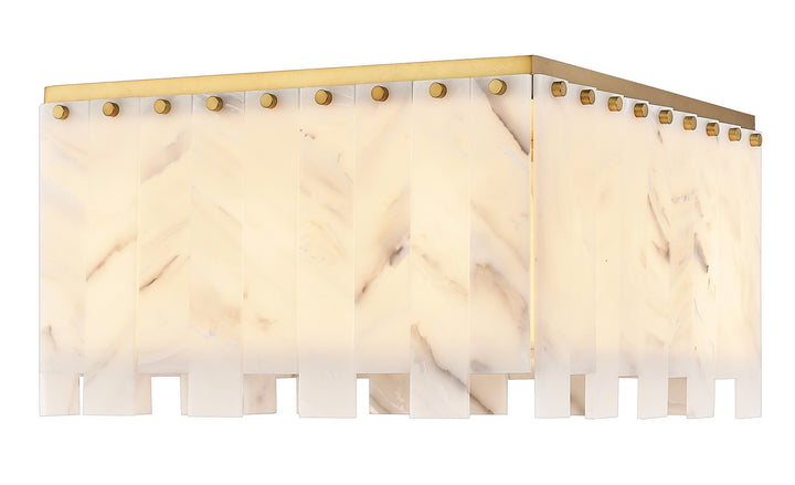 Viviana Nine Light Flush Mount in Rubbed Brass - available from The Lighting Shoppe, trusted by Canadian homeowners