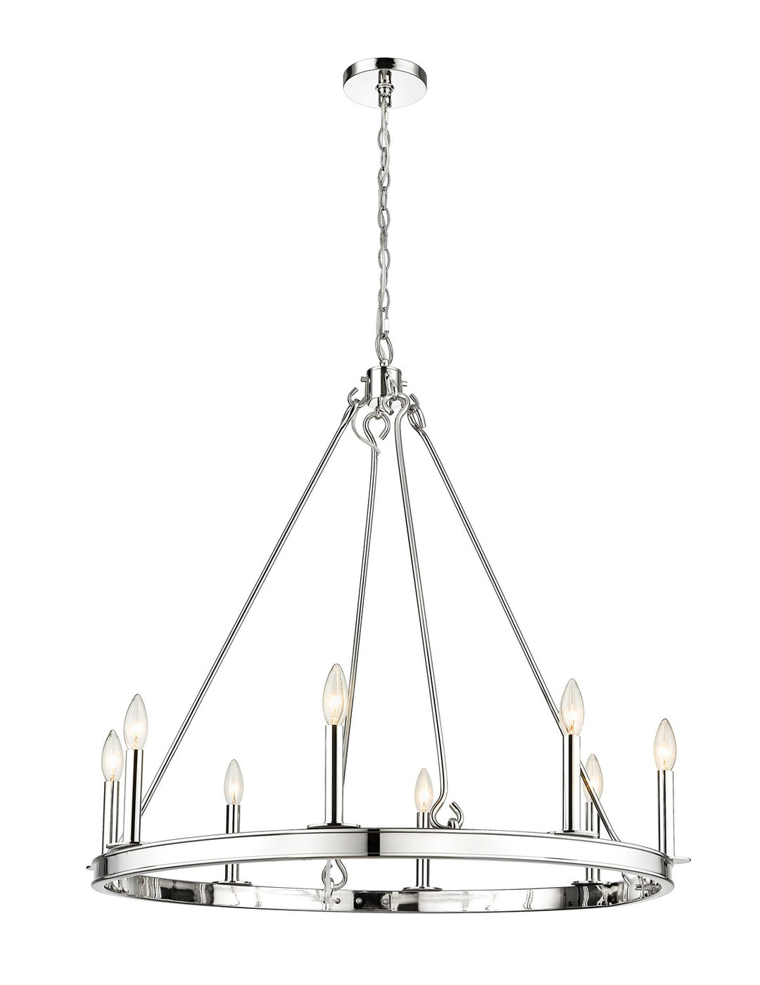 Barclay Eight Light Chandelier in Polished Nickel - available from The Lighting Shoppe, trusted by Canadian homeowners