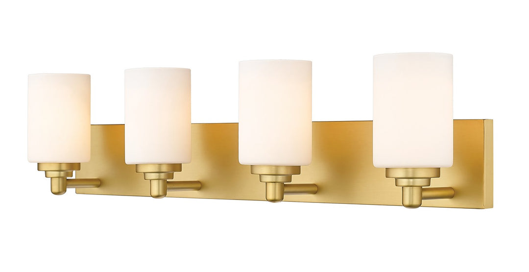 Soledad Four Light Vanity in Brushed Gold - available from The Lighting Shoppe, trusted by Canadian homeowners