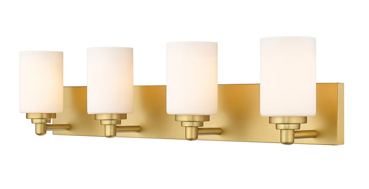 Soledad Four Light Vanity in Brushed Gold - available from The Lighting Shoppe, trusted by Canadian homeowners