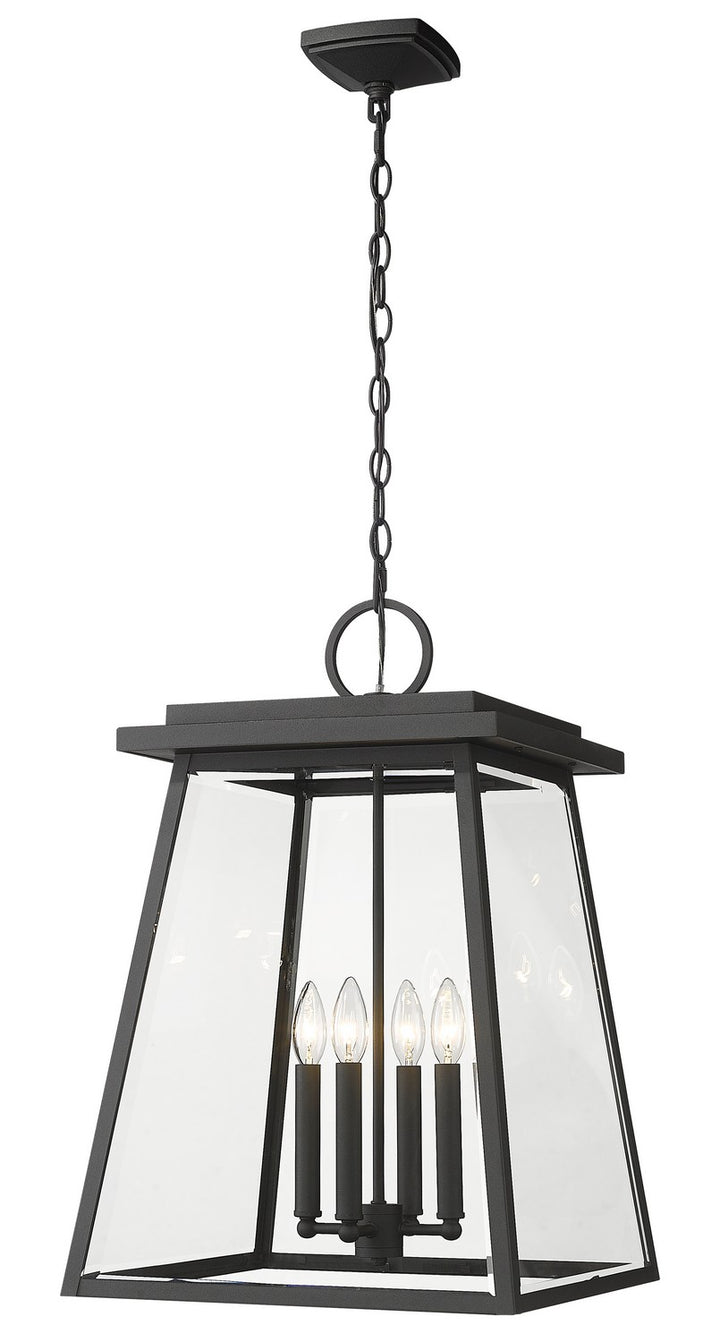 Broughton Four Light Outdoor Chain Mount Ceiling Fixture in Black - available from The Lighting Shoppe, trusted by Canadian homeowners