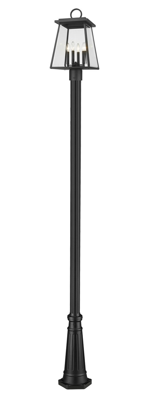 Broughton Four Light Outdoor Post Mounted Fixture in Black - available from The Lighting Shoppe, trusted by Canadian homeowners