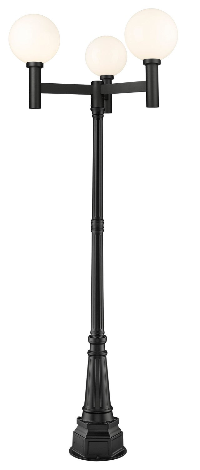Laurent Three Light Outdoor Post Mounted Fixture in Black - available from The Lighting Shoppe, trusted by Canadian homeowners