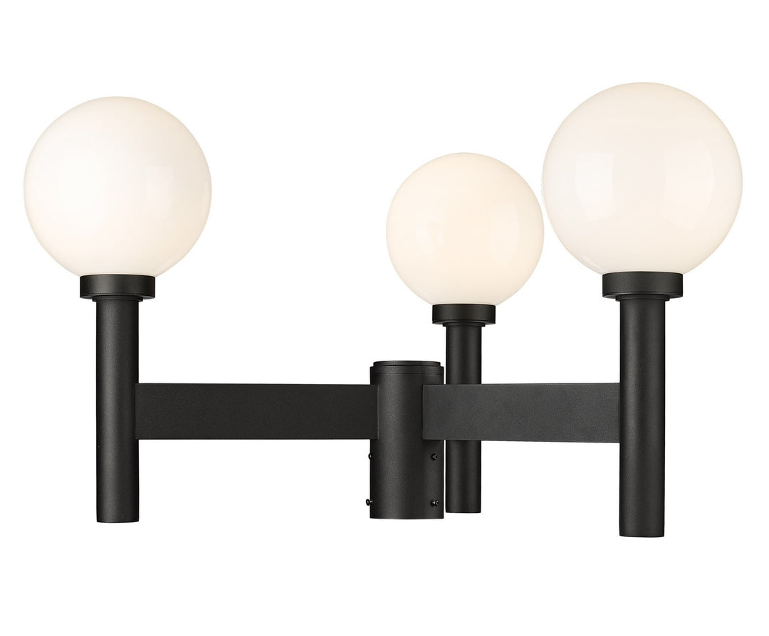 Laurent Three Light Outdoor Post Mount Fixture in Black - available from The Lighting Shoppe, trusted by Canadian homeowners