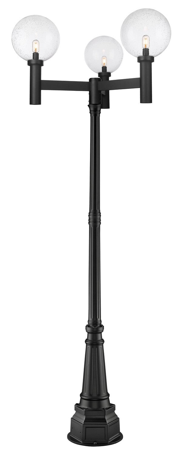 Laurent Three Light Outdoor Post Mounted Fixture in Black - available from The Lighting Shoppe, trusted by Canadian homeowners