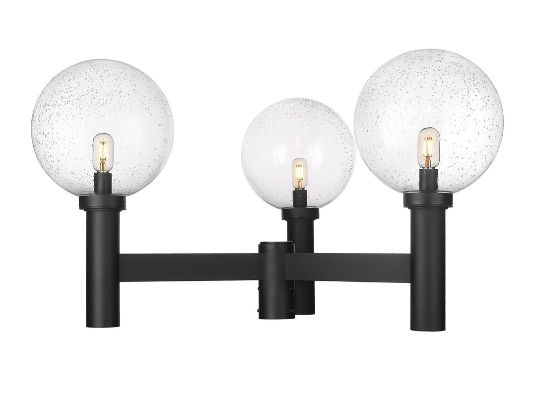 Laurent Three Light Outdoor Post Mount Fixture in Black - available from The Lighting Shoppe, trusted by Canadian homeowners