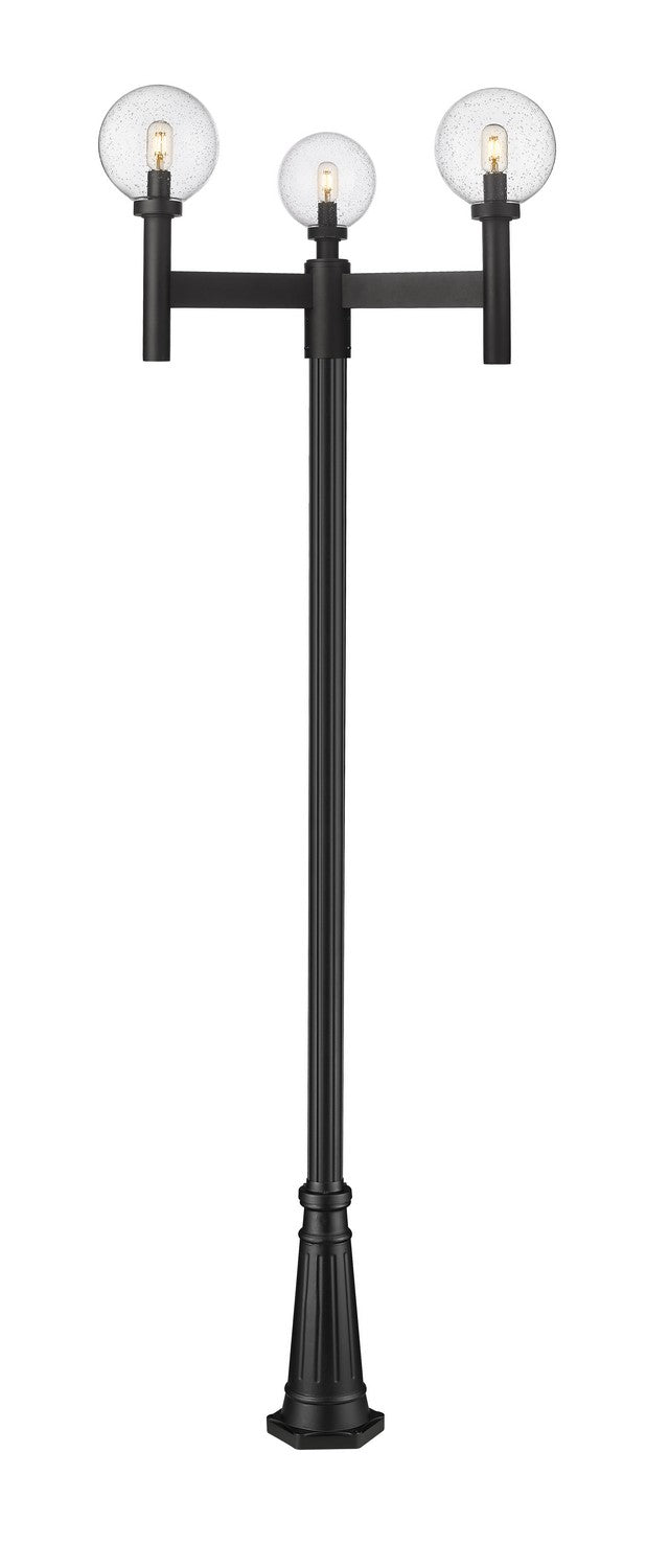 Laurent Three Light Outdoor Post Mounted Fixture in Black - available from The Lighting Shoppe, trusted by Canadian homeowners