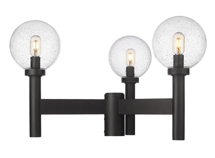 Laurent Three Light Outdoor Post Mount Fixture in Black - available from The Lighting Shoppe, trusted by Canadian homeowners