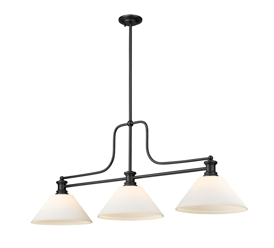 Melange Three Light Billiard in Matte Black - available from The Lighting Shoppe, trusted by Canadian homeowners