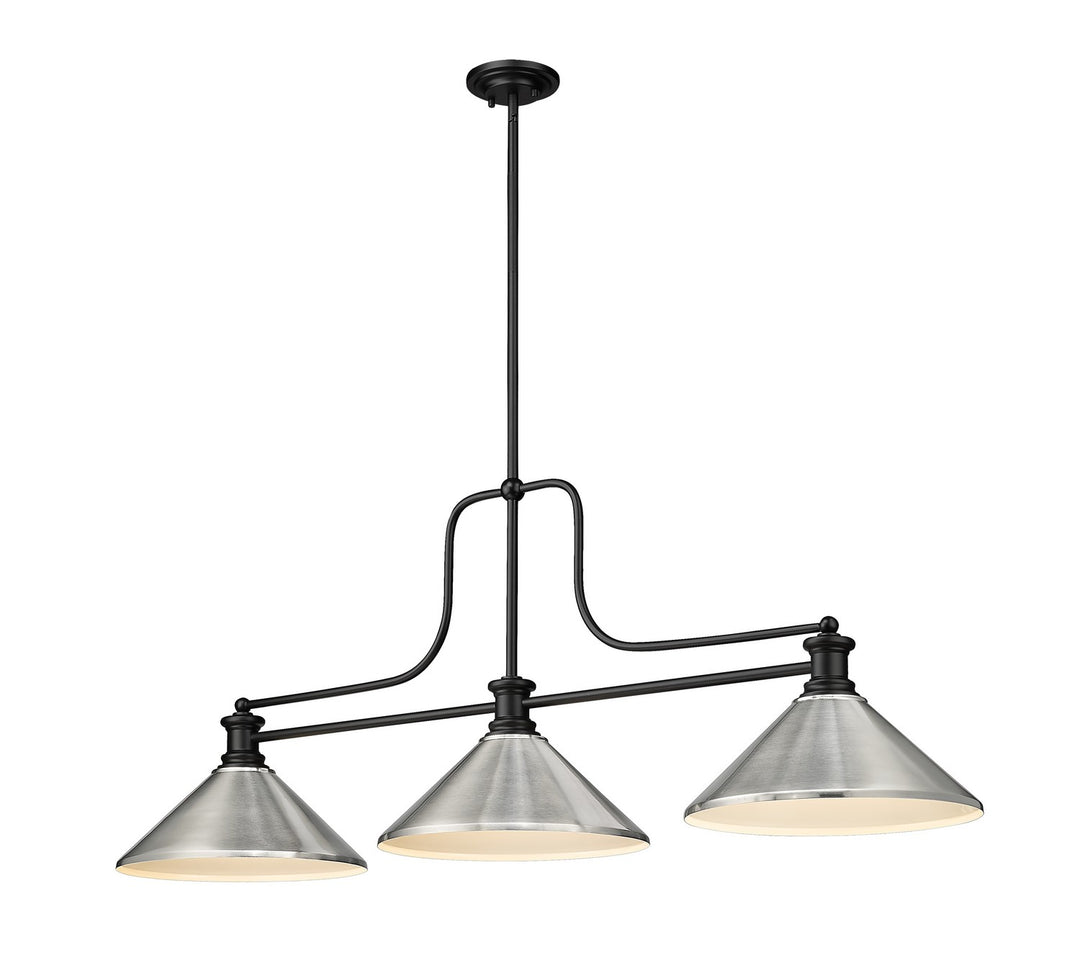 Melange Three Light Billiard in Matte Black - available from The Lighting Shoppe, trusted by Canadian homeowners