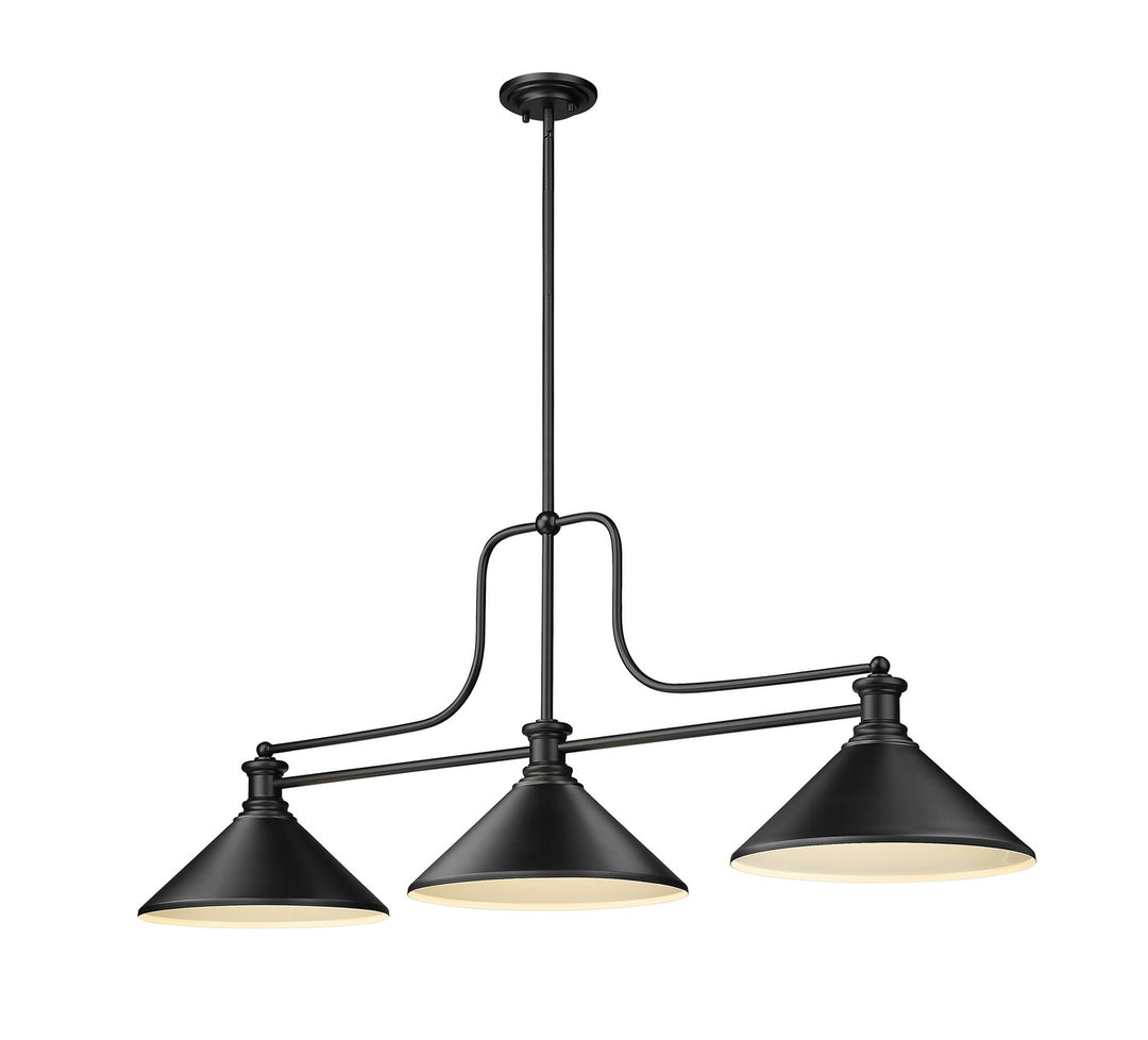 Melange Three Light Billiard in Matte Black - available from The Lighting Shoppe, trusted by Canadian homeowners
