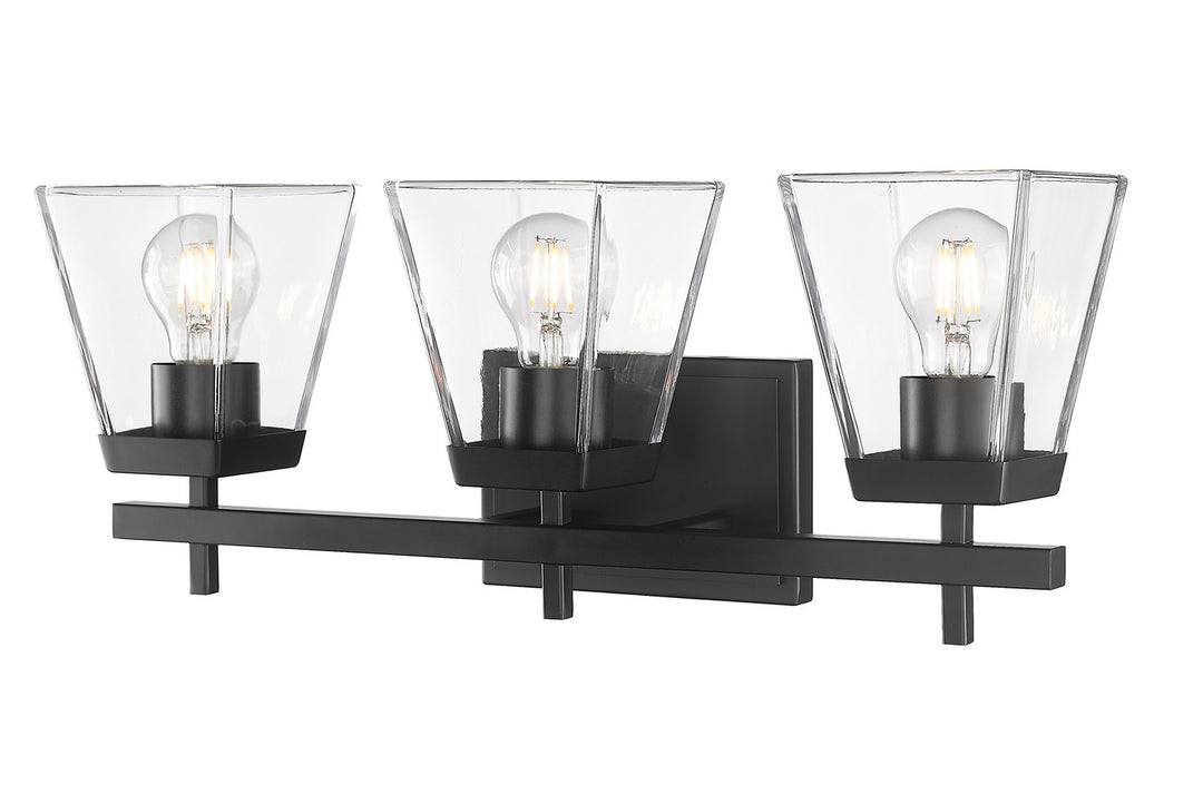 Lauren Three Light Vanity in Matte Black - available from The Lighting Shoppe, trusted by Canadian homeowners