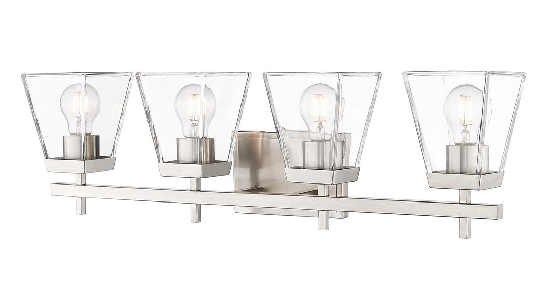 Lauren Four Light Vanity in Brushed Nickel - available from The Lighting Shoppe, trusted by Canadian homeowners