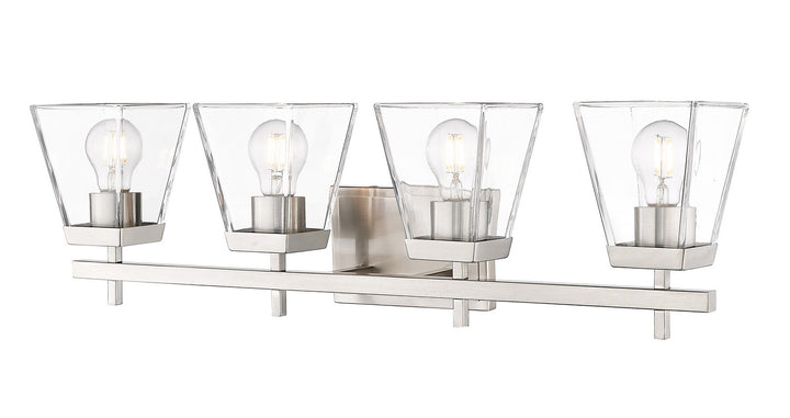 Lauren Four Light Vanity in Brushed Nickel - available from The Lighting Shoppe, trusted by Canadian homeowners