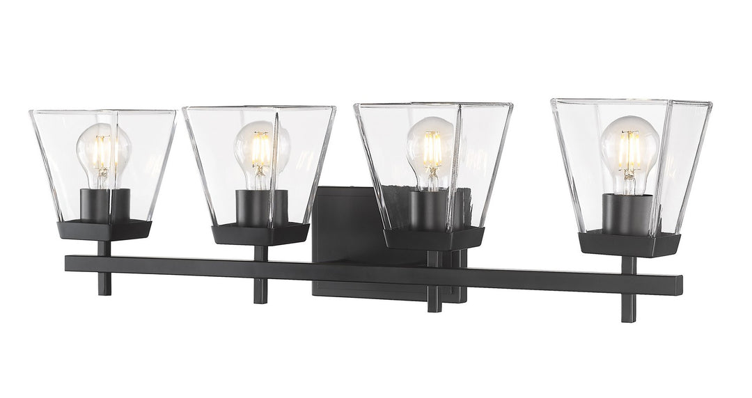 Lauren Four Light Vanity in Matte Black - available from The Lighting Shoppe, trusted by Canadian homeowners