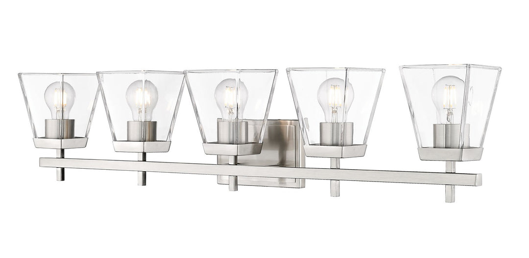 Lauren Five Light Vanity in Brushed Nickel - available from The Lighting Shoppe, trusted by Canadian homeowners