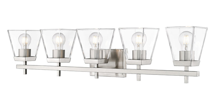 Lauren Five Light Vanity in Brushed Nickel - available from The Lighting Shoppe, trusted by Canadian homeowners