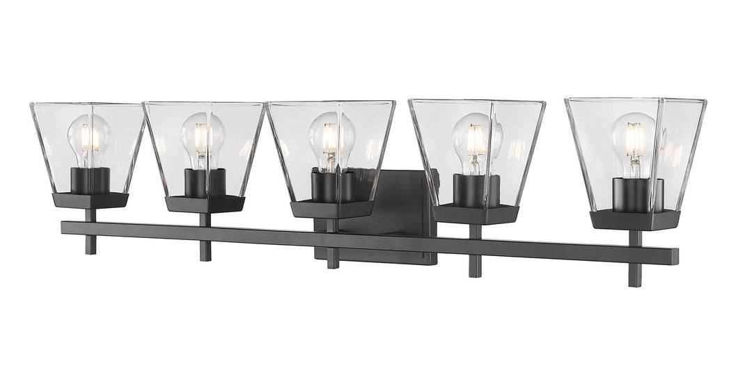Lauren Five Light Vanity in Matte Black - available from The Lighting Shoppe, trusted by Canadian homeowners