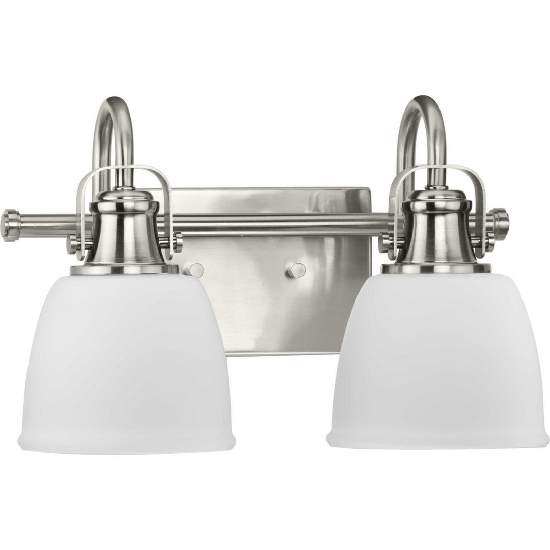 Preston Two Light Vanity in Brushed Nickel - available from The Lighting Shoppe, trusted by Canadian homeowners