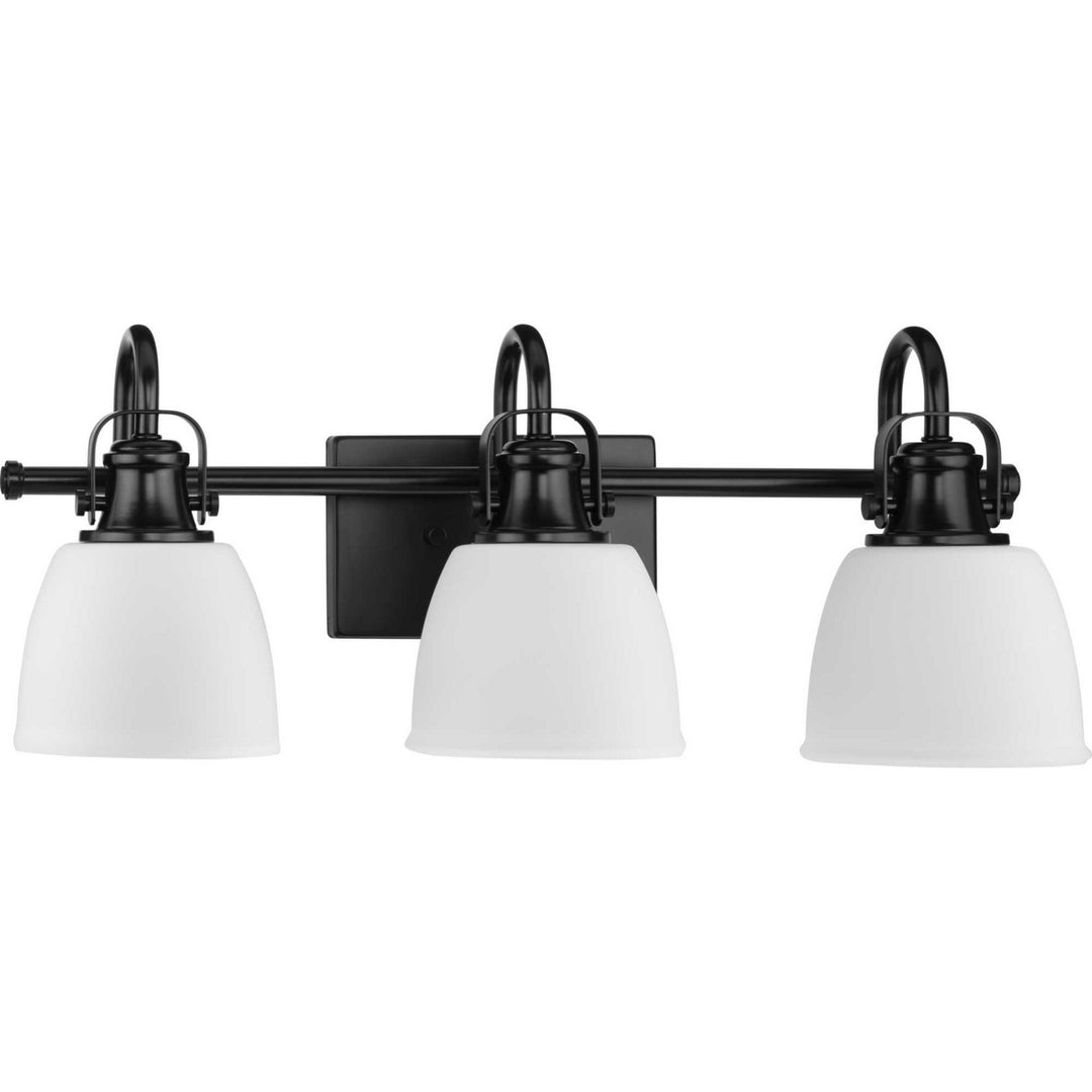 Preston Three Light Vanity in Matte Black - available from The Lighting Shoppe, trusted by Canadian homeowners