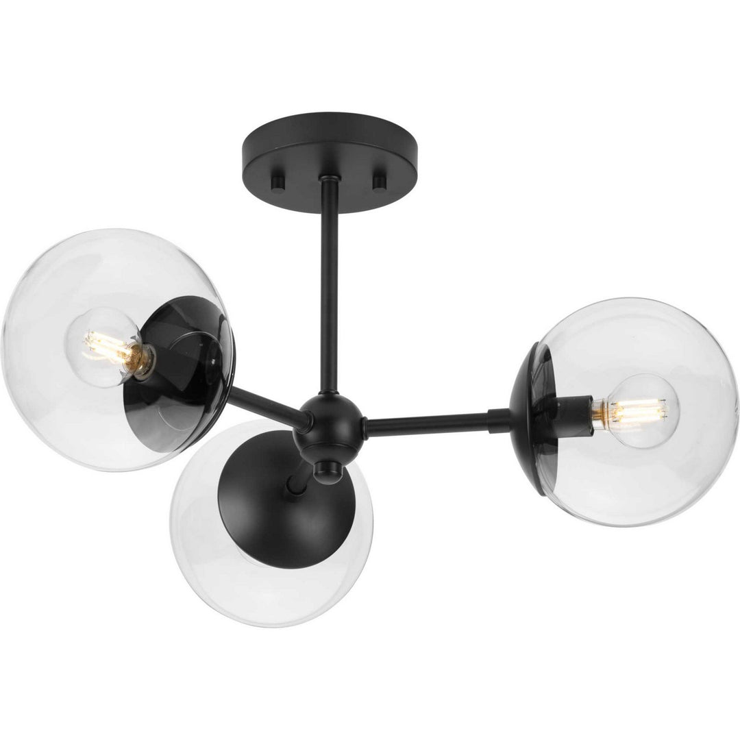 Atwell Three Light Flush Mount in Matte Black - available from The Lighting Shoppe, trusted by Canadian homeowners