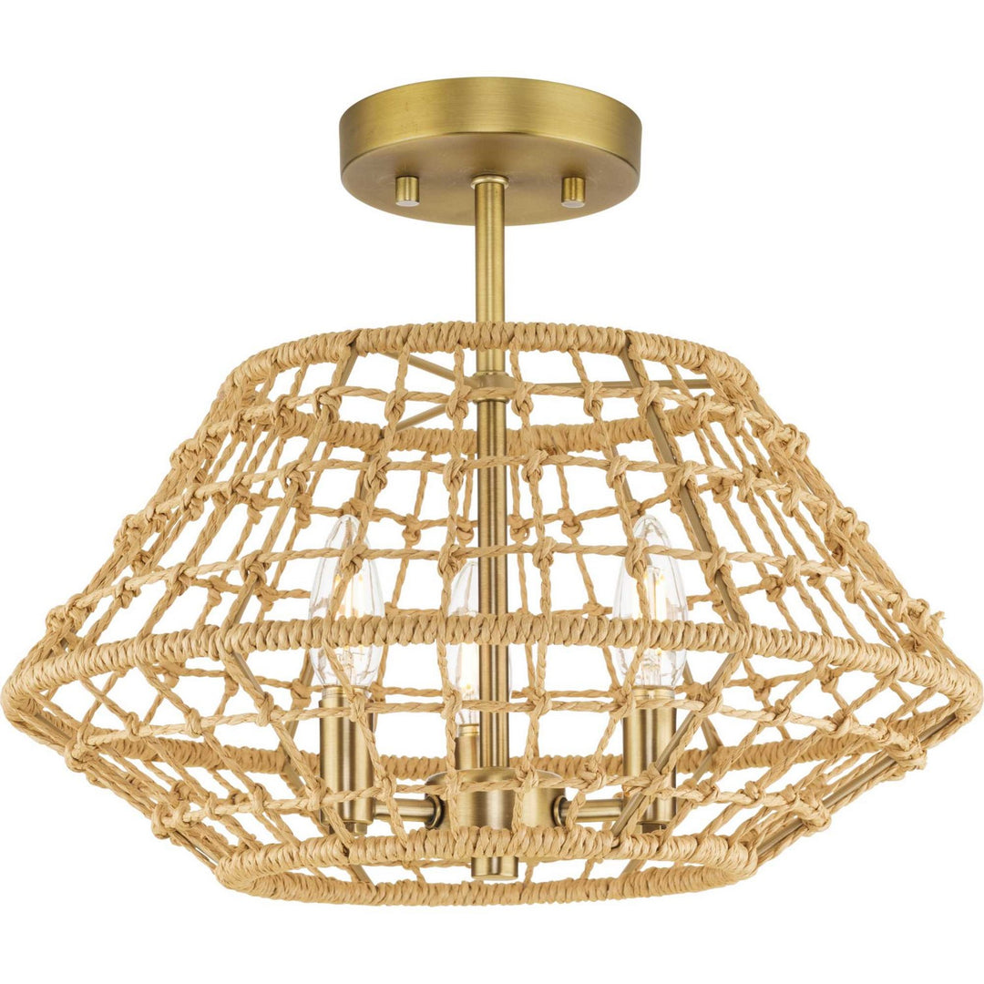 Laila Three Light Flush Mount in Vintage Brass - available from The Lighting Shoppe, trusted by Canadian homeowners