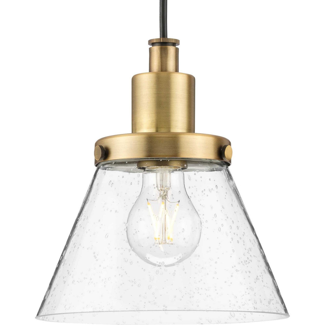 Hinton One Light Pendant in Vintage Brass - available from The Lighting Shoppe, trusted by Canadian homeowners