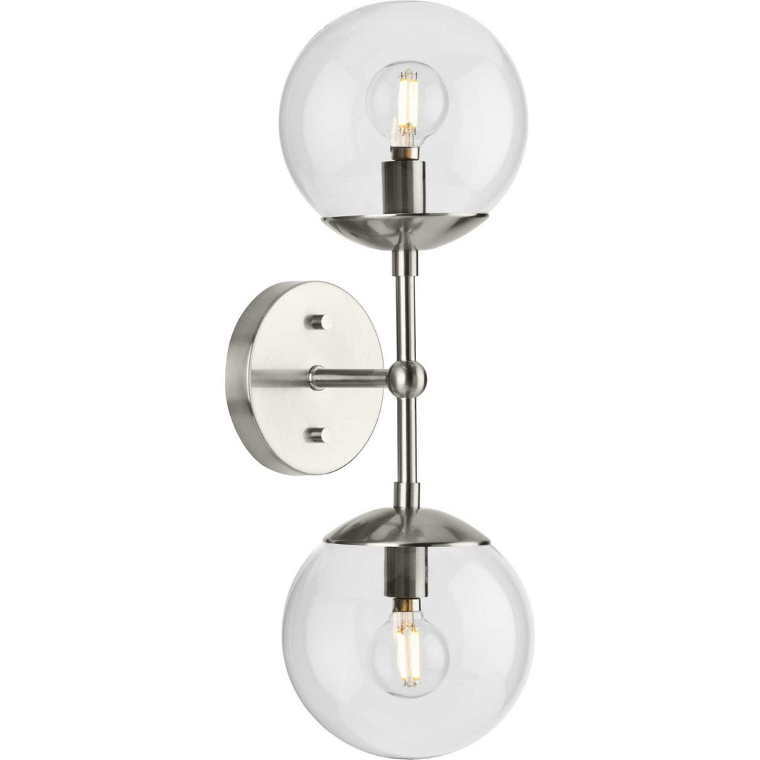 Atwell Two Light Wall Sconce in Brushed Nickel - available from The Lighting Shoppe, trusted by Canadian homeowners