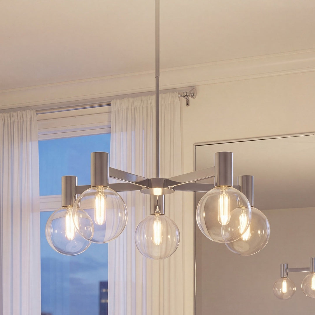 Savoy House - 1-3073-5-11 - Five Light Chandelier - Wright - Chrome