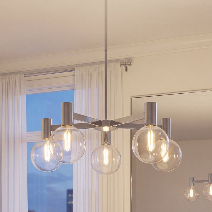 Savoy House - 1-3073-5-11 - Five Light Chandelier - Wright - Chrome