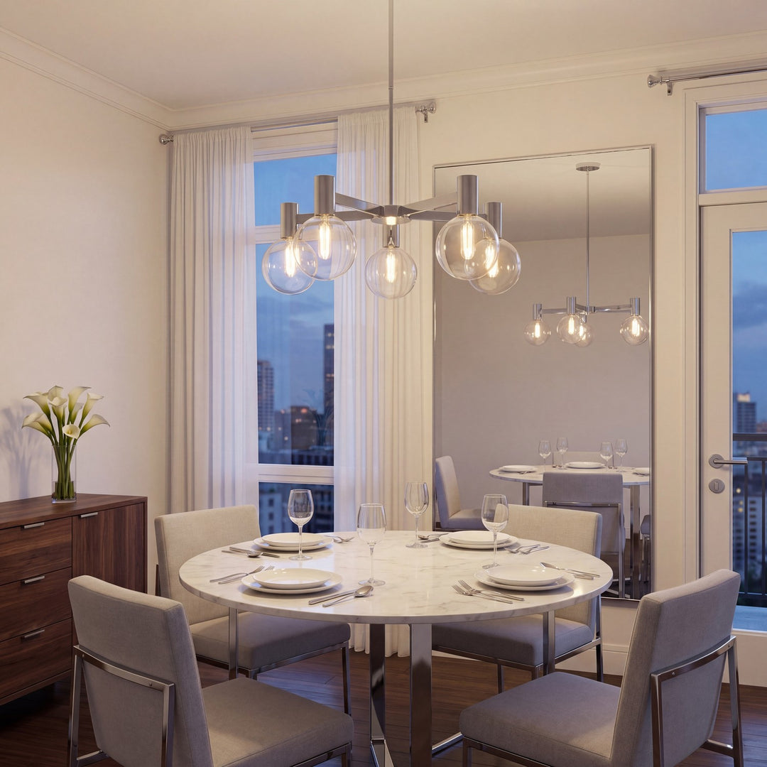 Savoy House - 1-3073-5-11 - Five Light Chandelier - Wright - Chrome