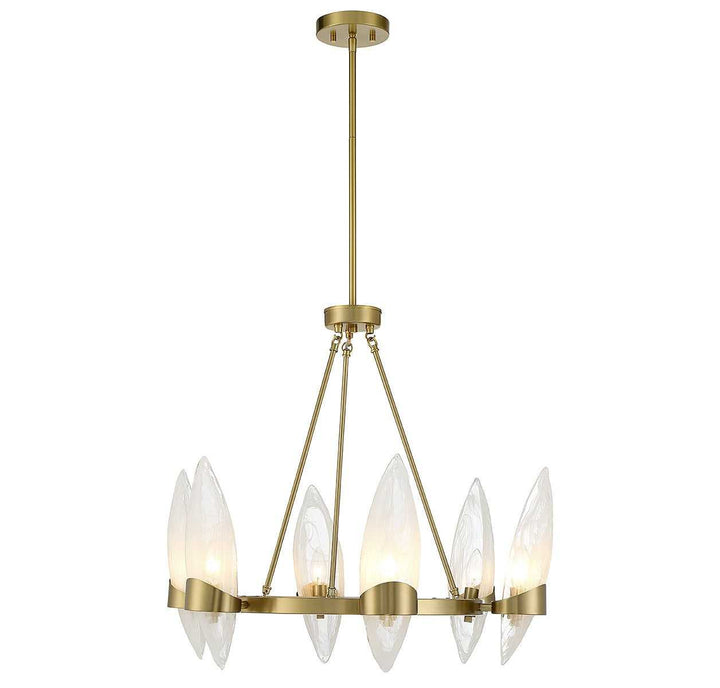 Nouvel Six Light Chandelier in Warm Brass Savoy House