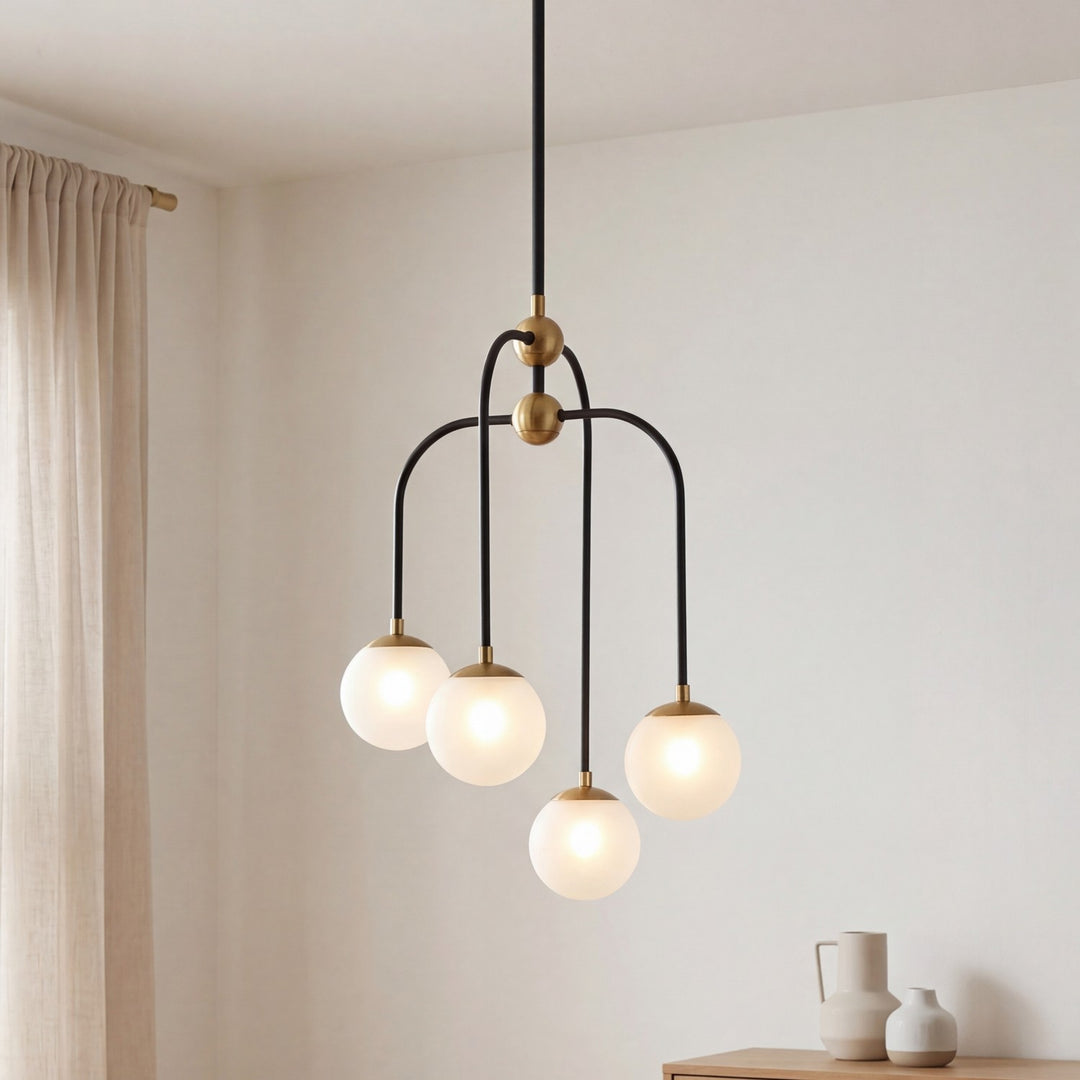 Savoy House - 1-6697-4-143 - Four Light Chandelier - Couplet - Matte Black with Warm Brass