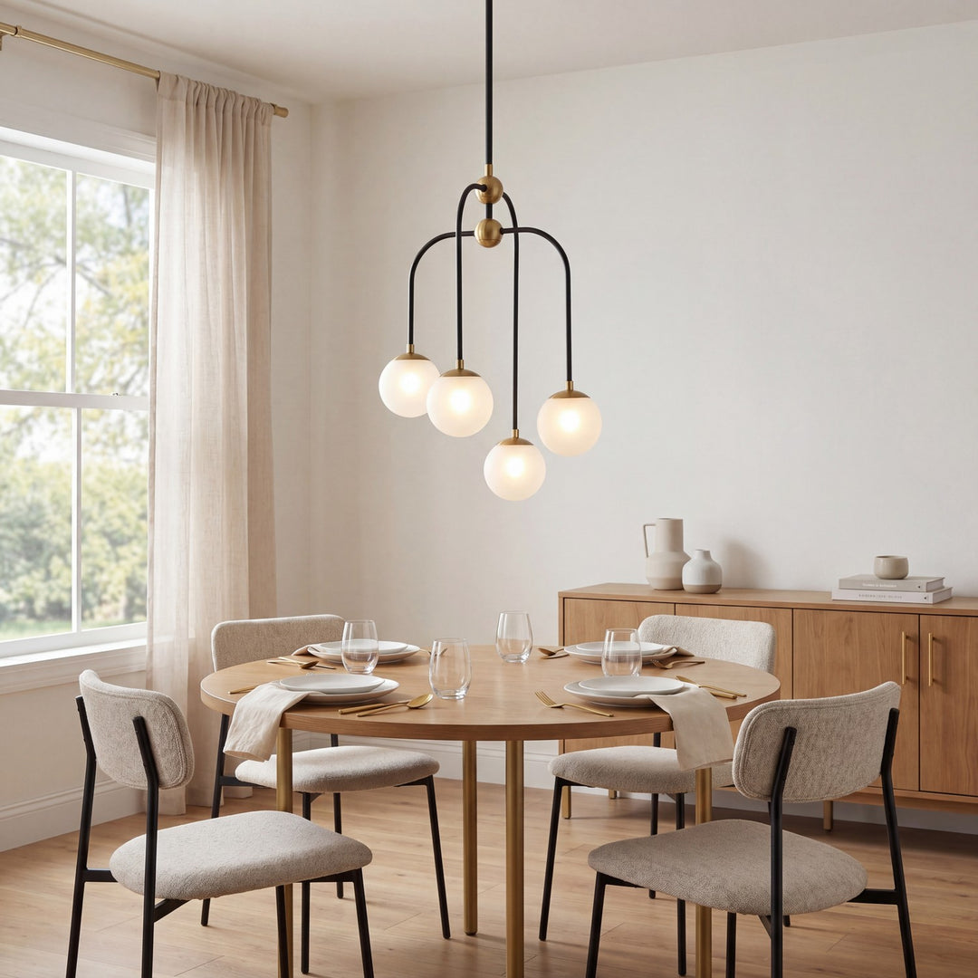 Savoy House - 1-6697-4-143 - Four Light Chandelier - Couplet - Matte Black with Warm Brass
