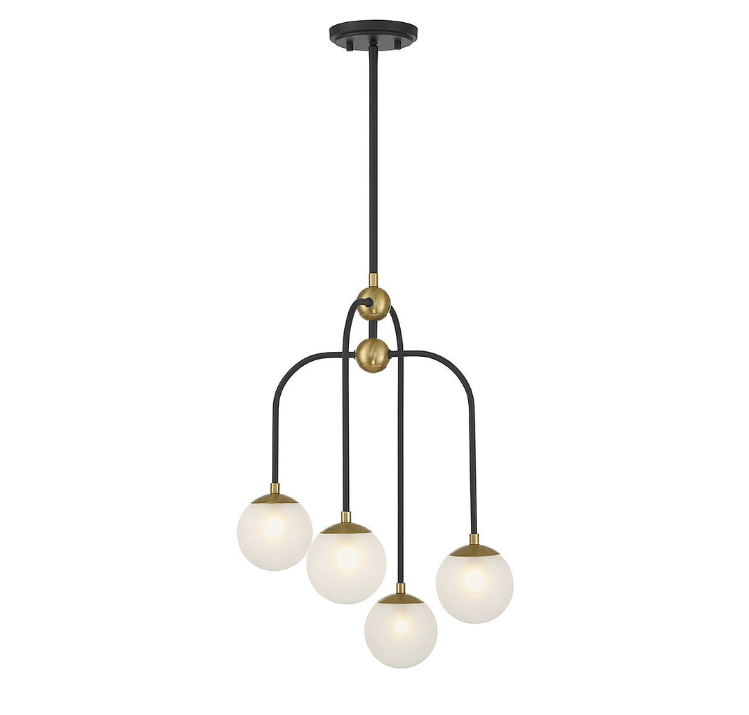 Couplet Four Light Chandelier in Matte Black with Warm Brass Savoy House