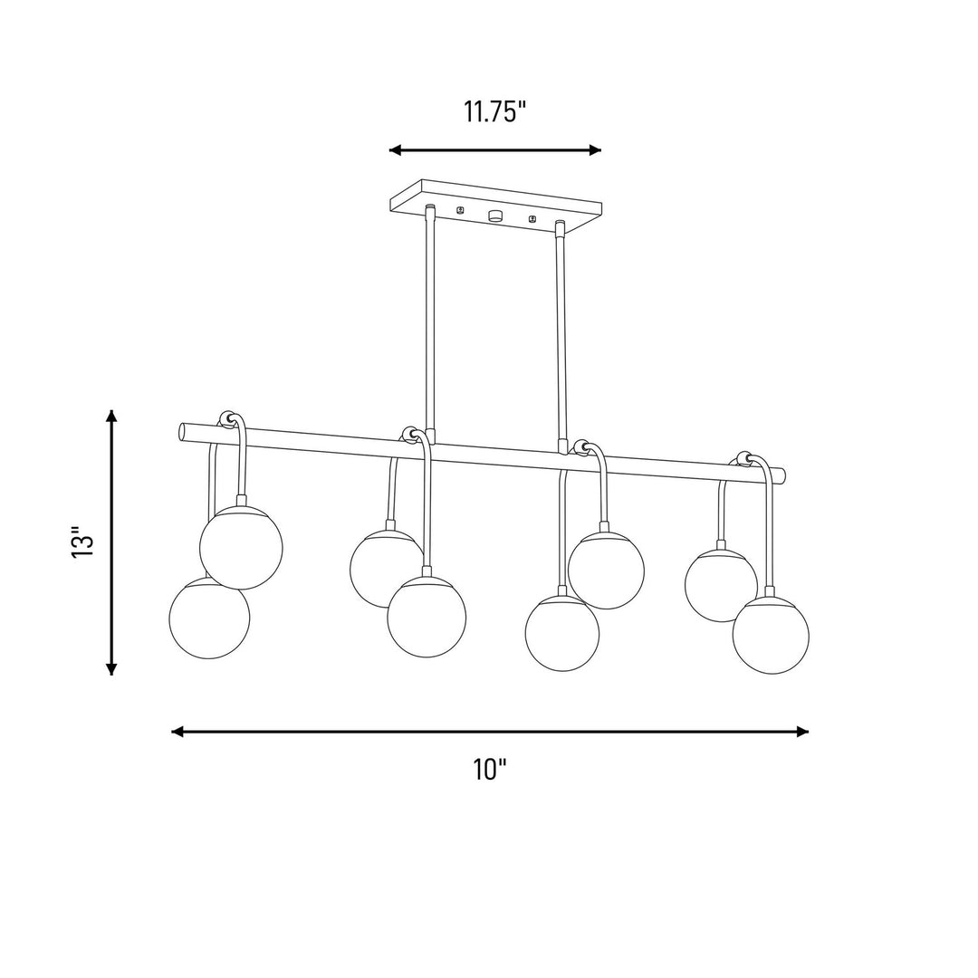 Savoy House - 1-6699-8-143 - Eight Light Linear Chandelier - Couplet - Matte Black with Warm Brass