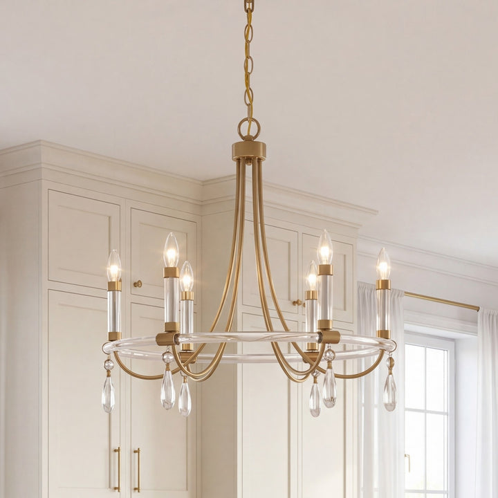 Savoy House - 1-7716-6-195 - Six Light Chandelier - Mayfair - Warm Brass and Chrome