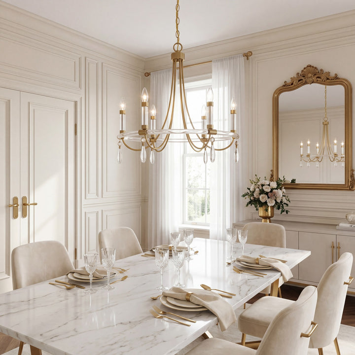 Savoy House - 1-7716-6-195 - Six Light Chandelier - Mayfair - Warm Brass and Chrome