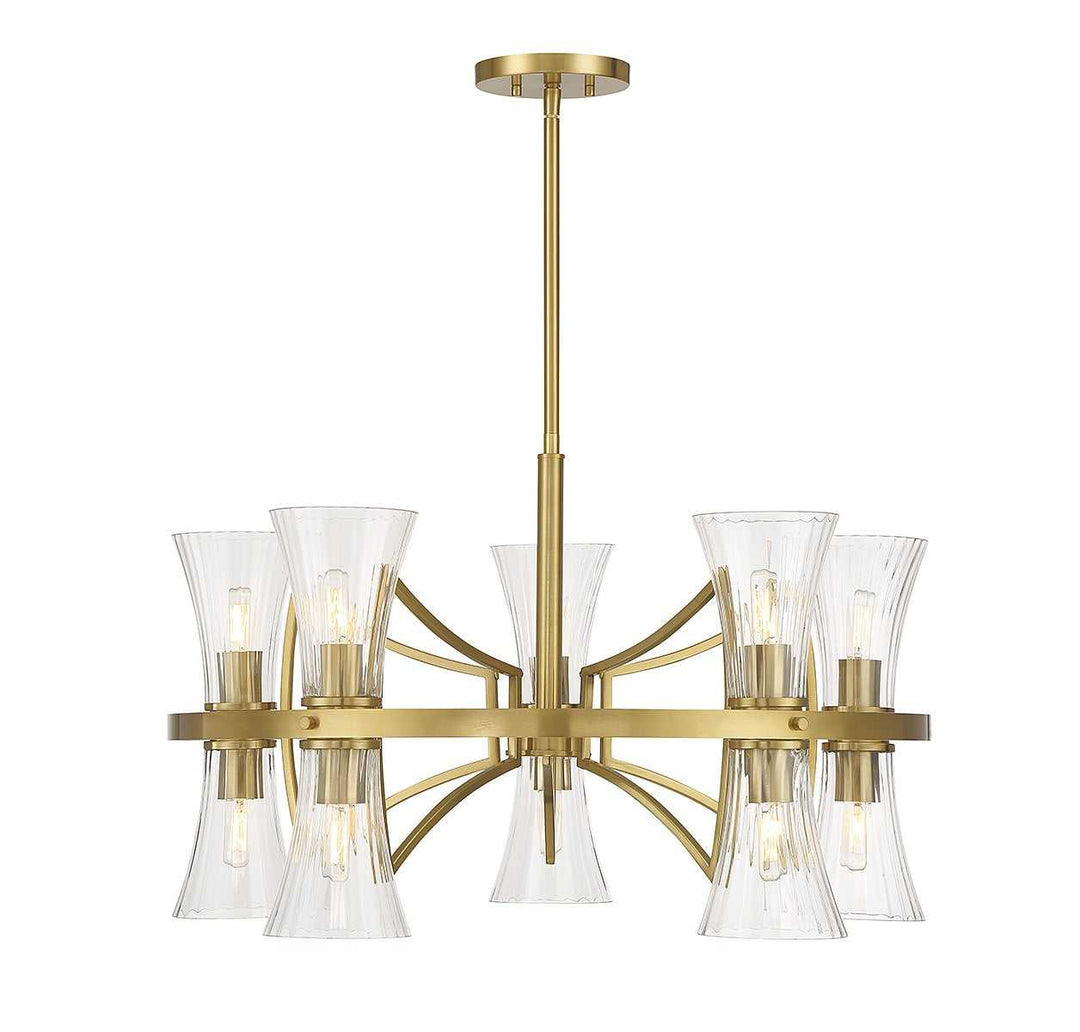 Bennington Ten Light Chandelier in Warm Brass Savoy House