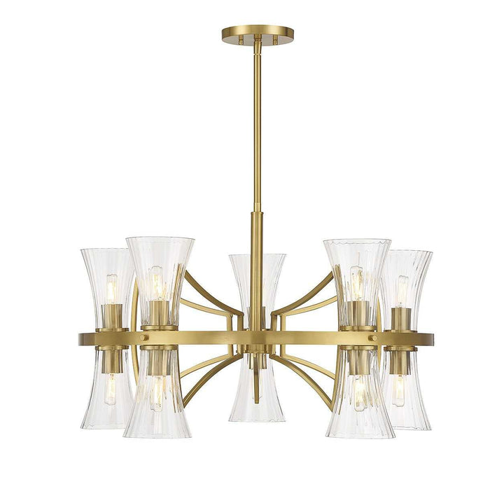Bennington Ten Light Chandelier in Warm Brass Savoy House