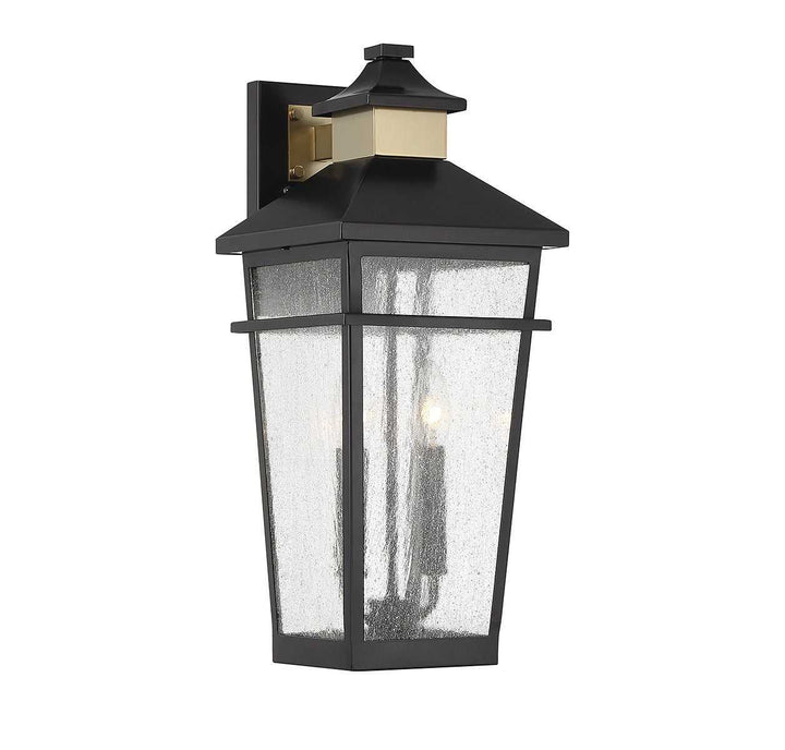 Kingsley Two Light Outdoor Wall Lantern in Matte Black with Warm Brass Savoy House