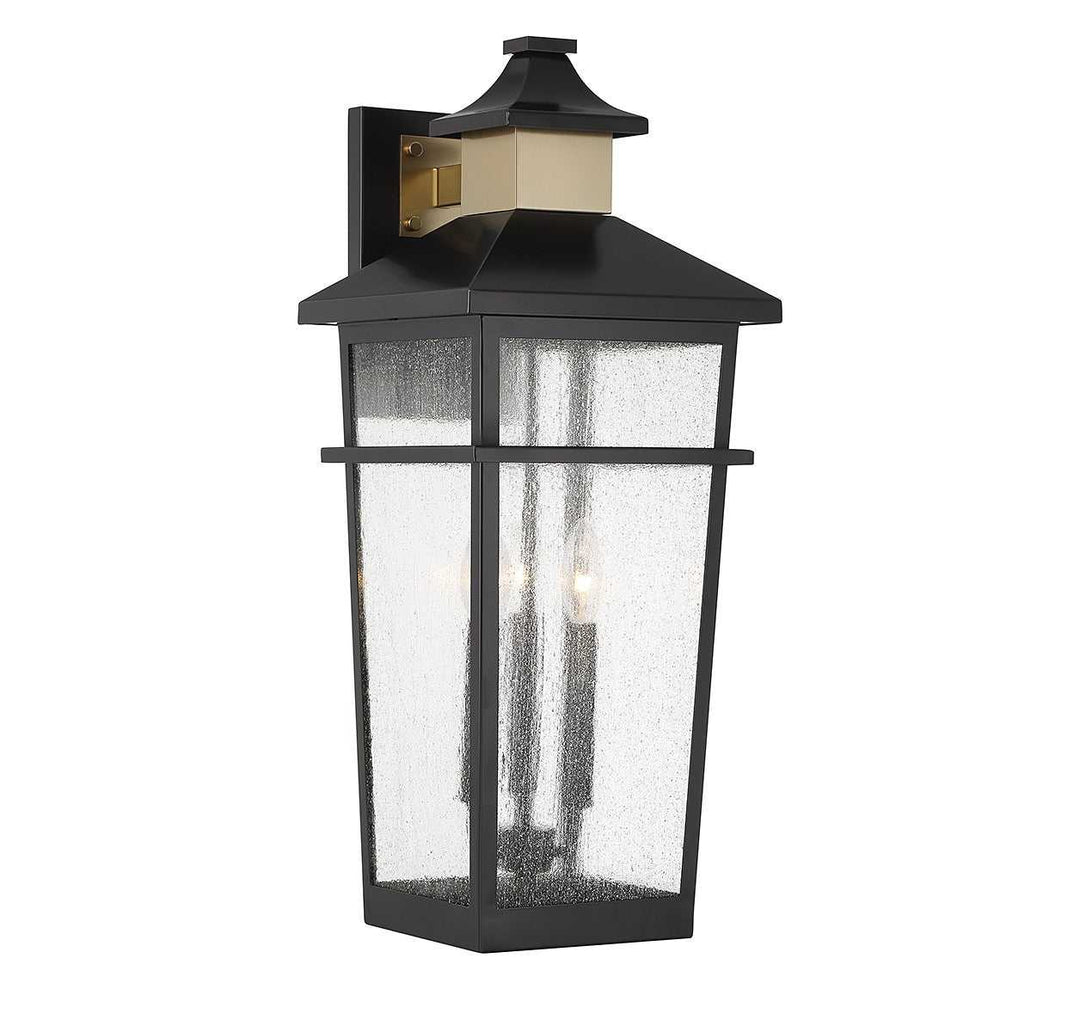 Kingsley Three Light Outdoor Wall Lantern in Matte Black with Warm Brass Savoy House