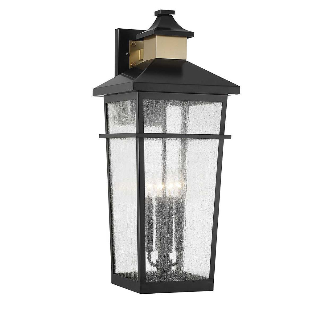 Kingsley Four Light Outdoor Wall Lantern in Matte Black with Warm Brass Savoy House